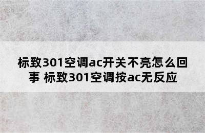 标致301空调ac开关不亮怎么回事 标致301空调按ac无反应